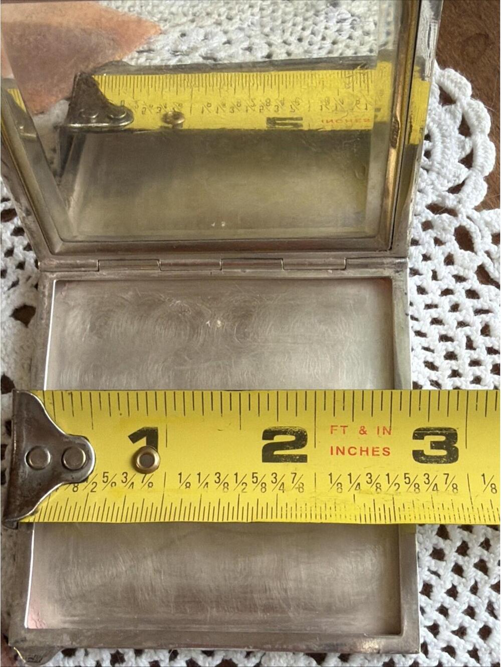 Vtg Polish Art Deco 900 Silver Compact 1920s Warsaw 2W Floral Chased Sifter Puff - Picture 11 of 13